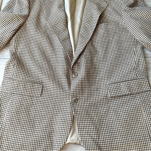 Vintage Evan Picone Pure  Wool Houndstooth Twill Blazer Union Made in USA - Picture 4 of 15